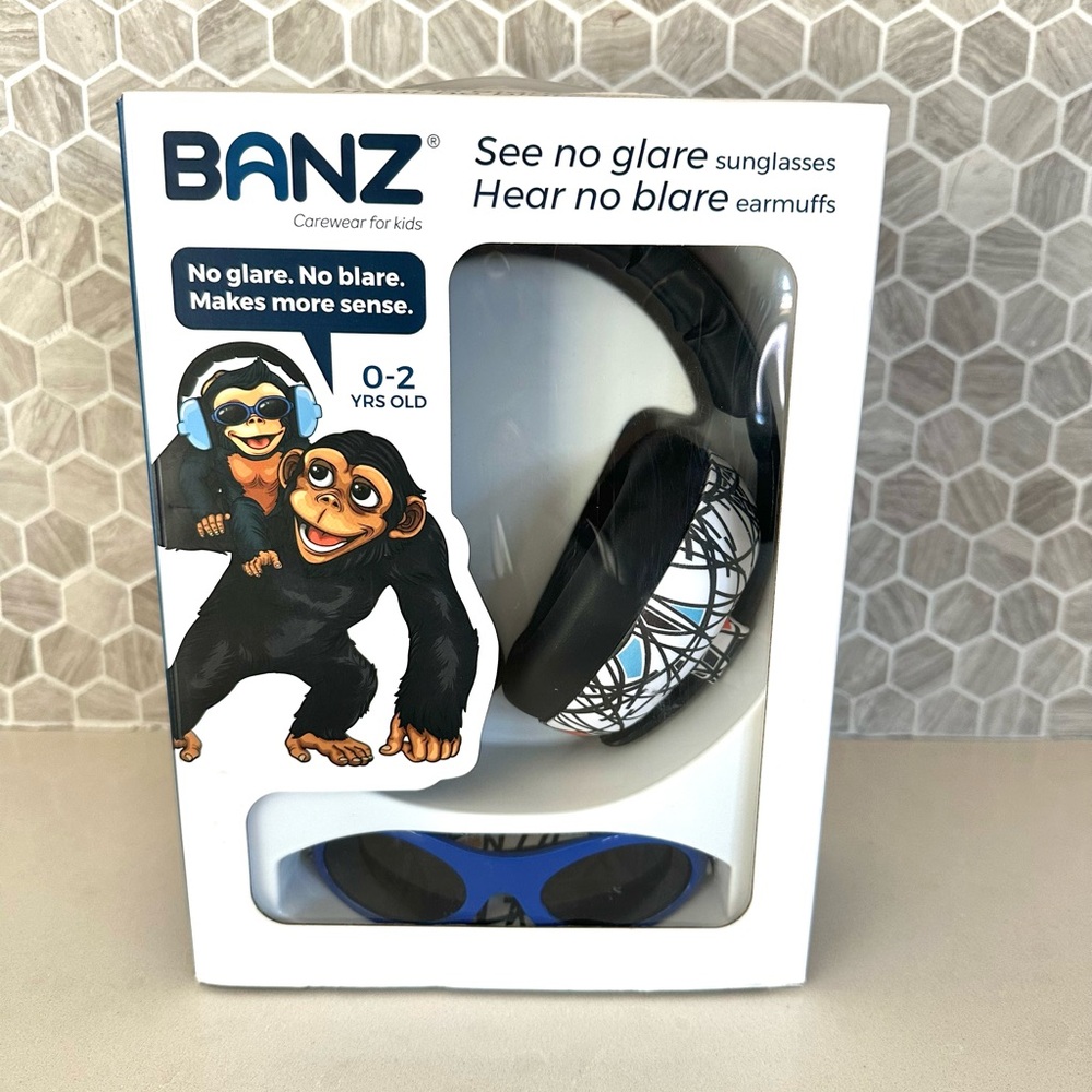 Brand new Banz Kids Earmuffs and Sunglasses Set